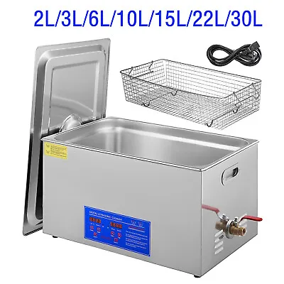 Ultrasonic Cleaner 3L/6L/15L/22L/30L Cleaning Equipment Industry Heated W/Timer • $239.90