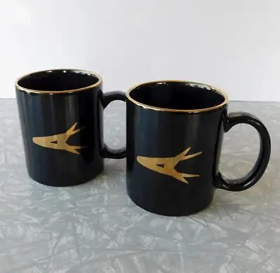 Chrysler Mopar Forward Look Gold Logo Coffee Mug Pair Of 2 Black Ceramic • $60