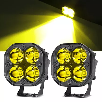 2X 80W 3inch Amber LED Cube Pods Work Lights Offroad Driving FOG Lamp Spot Flood • $28.49