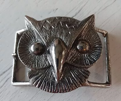 Chrome Cast Metal Great Horned Owl Head Belt Buckle Outdoors Beak Hoot Nature • $12.99