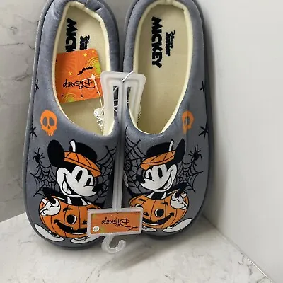 Disney Mickey Mouse Halloween Slippers Pumpkin 🎃 🕸️🕷️ Size 9/10 New • $27.95
