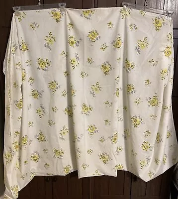 Vintage Montgomery Wards Double Fitted Sheet White With Yellow Flowers • $8