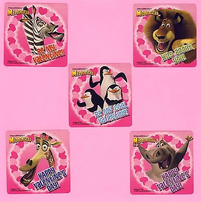10 Madagascar Valentine's Day - Large Stickers - Party Favors - Rewards • $2.20
