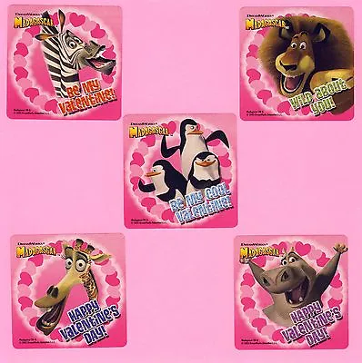 15 Madagascar Valentine's Day - Large Stickers - Party Favors - Rewards • $2.60