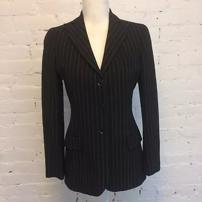 Moschino Cheap And Chic Wool Blend Puckered Blazer Black Pinstripe 40 6 • $178