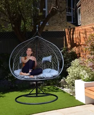 £319.99 • Buy Rattan Effect Swing Egg Chair Garden Patio Indoor Outdoor Hanging Wicker Chair