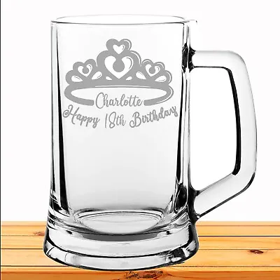 Personalised Engraved Tankard Glass Gift Birthday Present 18th 30th 40th 50th • £14.98