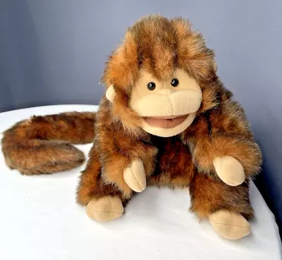 Folkmanis Folktails 10  Monkey Hand Puppet Plush Chimp Baby Long Tail Furry Folk • $14.99