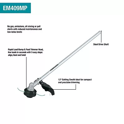 New Makita 18v Em409mp Lxt 13  Heavy Duty String Trimmer Couple Shaft Attachment • $110