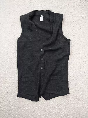 J Crew Womens XS Black 100% Merino Wool Vest Button Up V Neck • $17.94