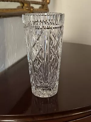 WATERFORD GIFTWARE Cut Crystal 8” Vase - Signed RETIRED Diamond Pattern OLD MARK • $75