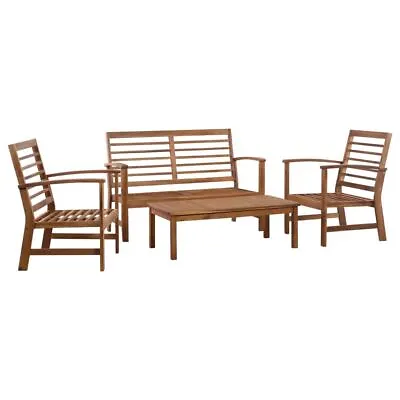 $419.95 • Buy Garden Lounge Set Of 4 Solid Acacia Wood Rustic Sofa And Table Outdoor Furniture