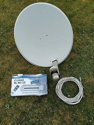 Comag SL30/12 Digital Satellite Receiver Set With Dish & LNB For Caravan • £15