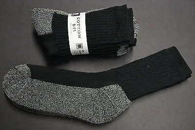 4 Pair's Men's/Women's 9-11 CREW Padded Socks Cotton BLACK Gray Bottom Athletic • $13.98