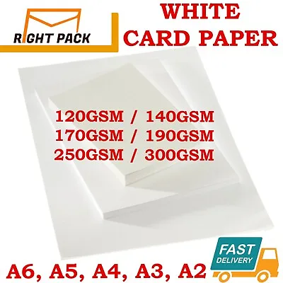 £0.99 • Buy A2 A3 A4 A5 A6 White Card Thick Paper Cardboard Printer Copier Sheets Gsm Crafts