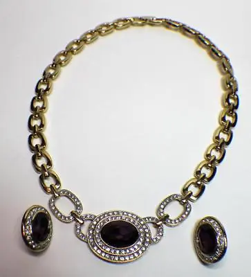 Piscitelli Haute Couture Demi- Parure Necklace&earrings Clip-on Amethyst Vintage • $139.99