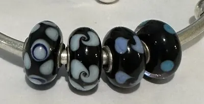 Murano Glass Bead Charms Lot Of 4 (blacks And Blues) • $30