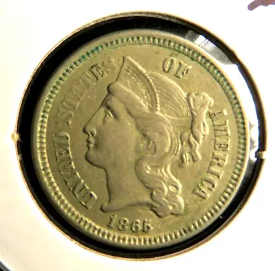 $45 • Buy One(1) 1865 Three Cent Piece NICKEL 16