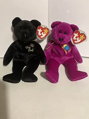 2 Ty Beanie Bears The End & Millenium  1999 - 2000 • £14.99