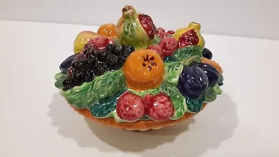 Vintage Majolica Fruit Bowl Dish Ceramic Italy Numbered • $18