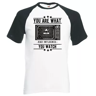 Illuminati Conspiracy Bad Influence  You Are What You Watch  Baseball T-shirt • £14.99