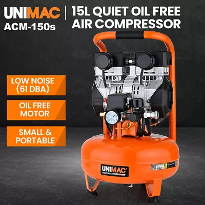 UNIMAC 15L Pancake Air Compressor 116PSI Oil-Free Portable Electric Silent Tyre • $244