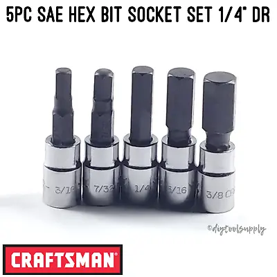 Craftsman Standard SAE Hex Bit Allen Socket Set 1/4  Drive 5pc Same Day Shipping • $14.99