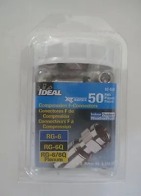 IDEAL Coaxial Compression F Connectors/ RG6 RG-6Q RG-6/6Q Plenum 50ct. NEW • $22.99