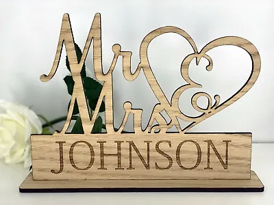 Personalised Mr & Mrs Wooden Top Table Sign Bride Groom Wedding Reception Gift  • £8.95