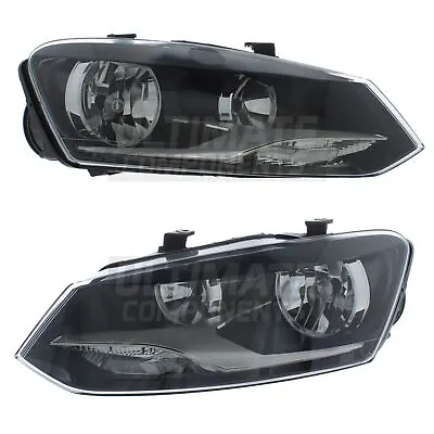 VW Polo Headlights Mk5 6R Hatchback 2009-2014 Black Inner Headlamps 1 Pair • $215.06