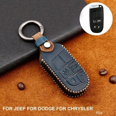 Remote Smart Car Key Case Cover Holder Fob For Jeep For Chrysler For Dodge Blue • $30.68