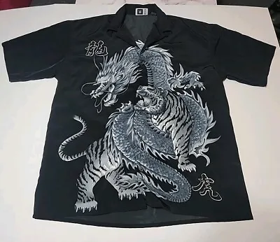 Dragon Battling Tiger Moon Brand Button Shirt • $17