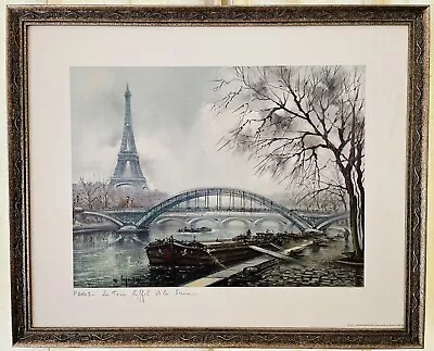 Vintage Print Of Paris Eiffel Tower Across The River Seine ~ Maurice Legendre • $9.99