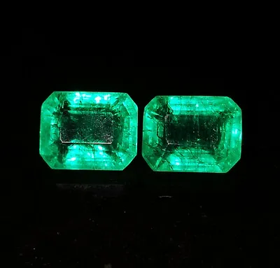 Natural Colombian Emerald Pair 3-5 Ct Loose Gemstone CERTIFIED Emerald Cut RE03 • $19.13