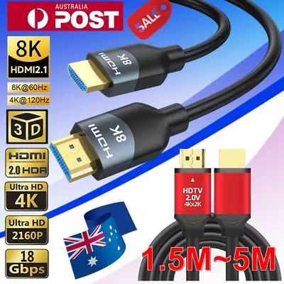 Premium HDMI Cable V2.1 V2.0 8K 4K UHD 3D XBOX PS4 PS5 TV High Speed HEC ARC EP • $10.99