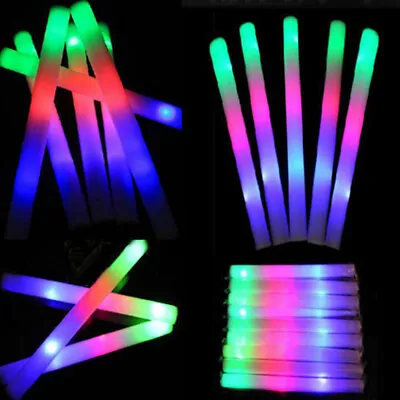 100 PCS Light Up Foam Sticks LED Wands Batons DJ Flashing Glow 18  Vocal Concert • $56.04