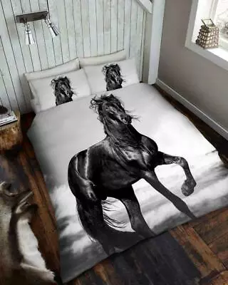 3D HORSE Animal Premium Duvet Cover Bedding Set • £18.99