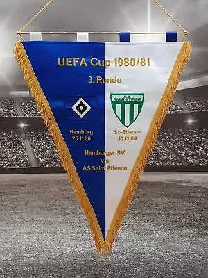 Hamburger SV V AS Saint Etienne UEFA 1980/81 Cup Embroidered Pennant 48cm X 36cm • $57.05