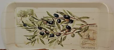 Keller Charles Melamine Rimmed Serving Tray W/Handles Olives Stamped Italy  • $4.20