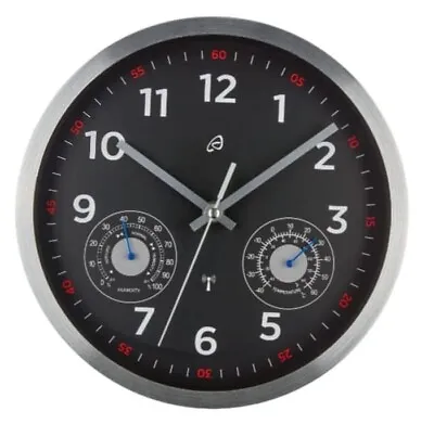 Auriol 25cm Radio Controlled Automatic Temperature Humidity Round Wall Clock • £19.99
