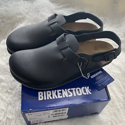 Birkenstock Boston Exquisite Black Leather Men's Clog Shoes Sz 12 EU 45 Regular  • $159