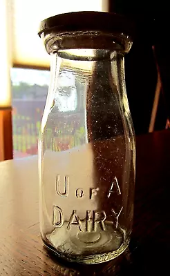 1930's UNIVERSITY OF ARIZONA WILDCATS Dairy ARIZ. AZ. Milk Bottle COLLEGE W/ Cap • $9.99