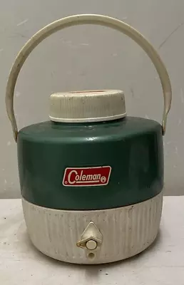 Vintage Coleman Metal Green 1 Gallon Thermos Cooler Water Jug • $10