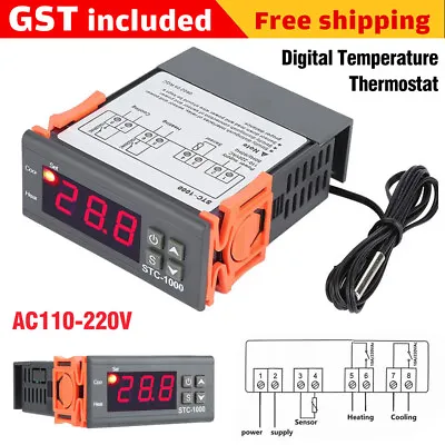 $13.83 • Buy Digital Temperature Thermostat STC-1000 Controller 110V-220V Heating Cooling LCD