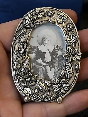 Vintage Antique Style Silver Plated Pewter Miniature Photo Frame Boxed Gift Rare • £10.95