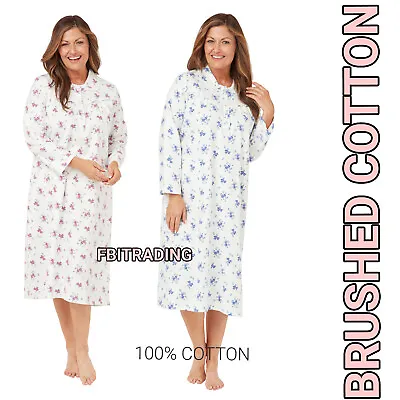 Winceyette Nightdress Warm 100% Cotton Long New Ladies Flannelette Nightie 8-26 • £15.95