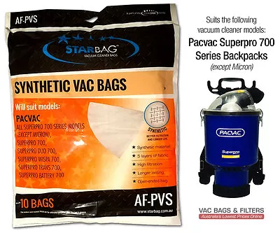 Pacvac Superpro 700 Backpack Series Synthetic Vacuum Cleaner Bags (10-pack) • $25.95