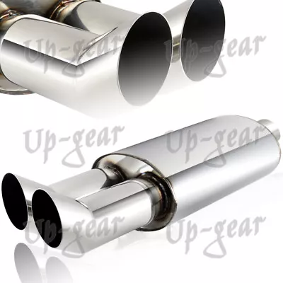 Universal 3  DTM Style Tip Stainless Steel Weld-on Exhaust Muffler 2.5  Inlet • $47.50