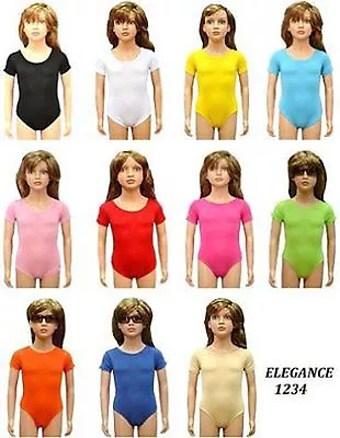 Girl's Cotton Short Sleeve Leotards  Dance/gym/ballet Sport Colour&sizes(3335) • £8.99