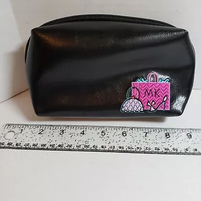 MARY KAY Cosmetic Makeup Bag Embroidered Beaded Travel Black Zipper Closure • $5.99